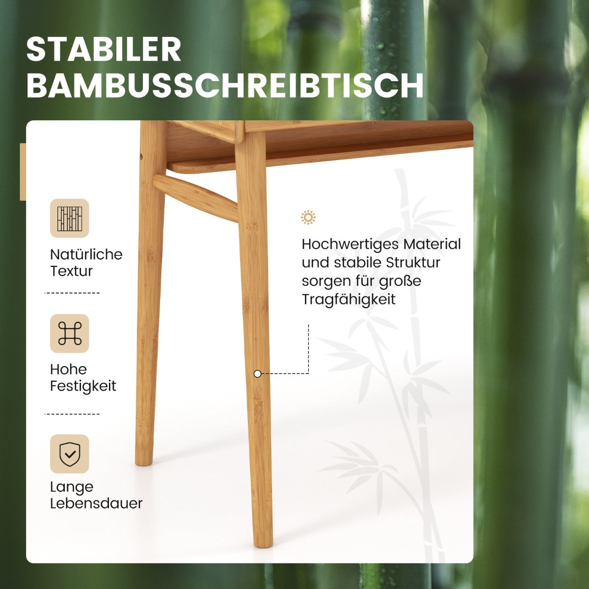 Costway - Computertisch mit Schubladen & Offenem Regal & Kabelführungsschlitz Schreibtisch Natur