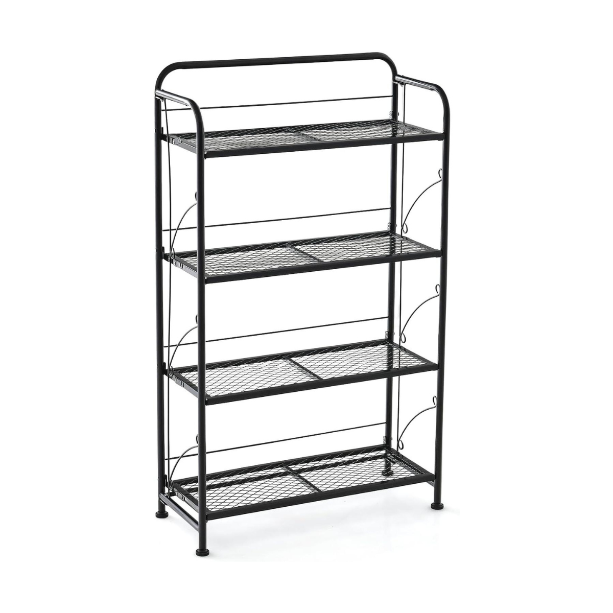 Blumenständer, Pflanzenregal, Klappbarer 4-stufiger Metall Pflanzenständer mit anpassbarer Ablage, bis 40 kg belastbar, Costway, 2