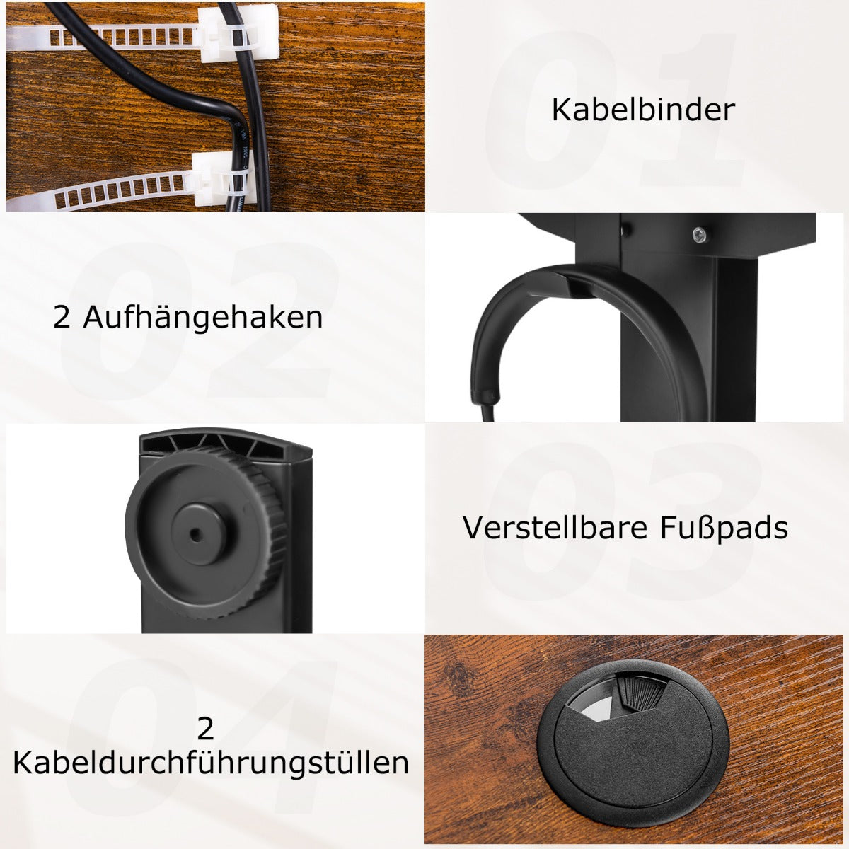 Costway - Höhenverstellbarer Schreibtisch 120 x 60 cm elektrischer Stehschreibtisch Rustikales Braun + Schwarz