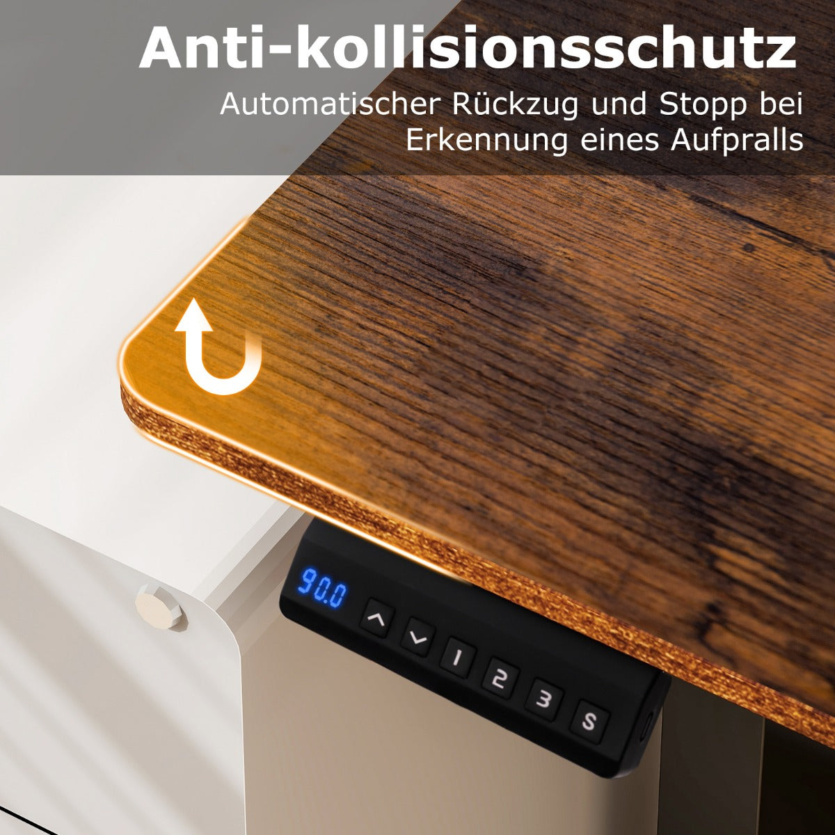 Costway - Höhenverstellbarer Schreibtisch 120 x 60 cm elektrischer Stehschreibtisch Rustikales Braun + Schwarz