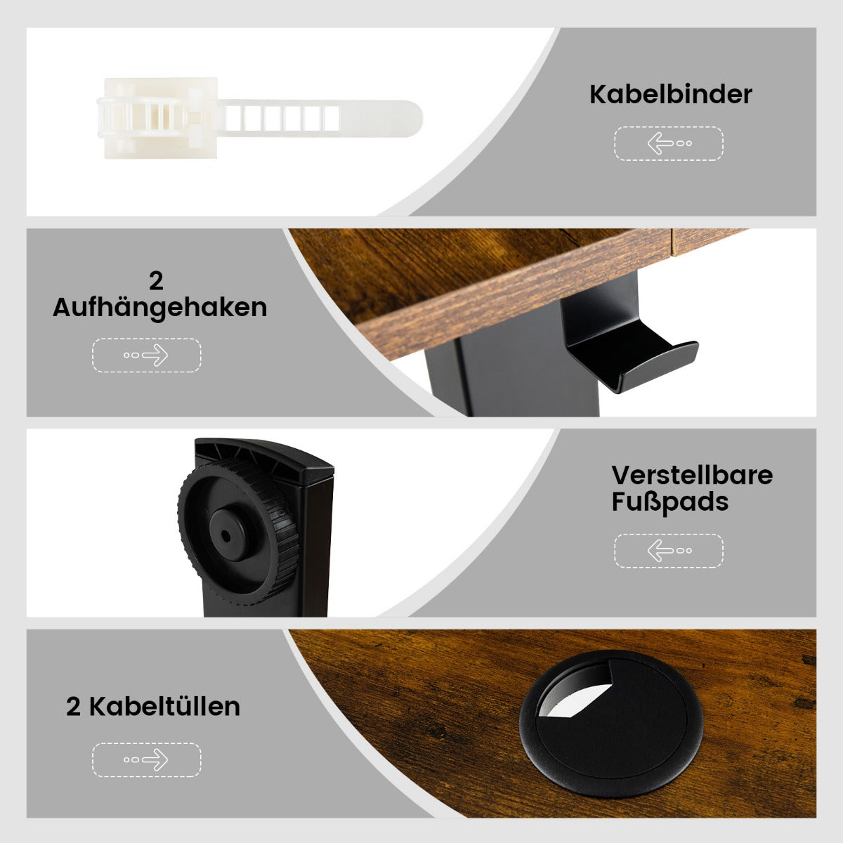 Costway - Höhenverstellbarer Schreibtisch 140 x 60 cm elektrischer Stehschreibtisch Rustikales Braun + Schwarz