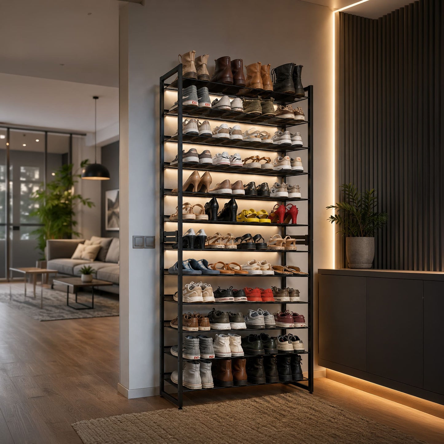 schuhschrank, Hoch, Große, schuhregal metall, 12 ablagen, schuhregal schmal, Tatkraft Eiffel, schuhregal kaufen