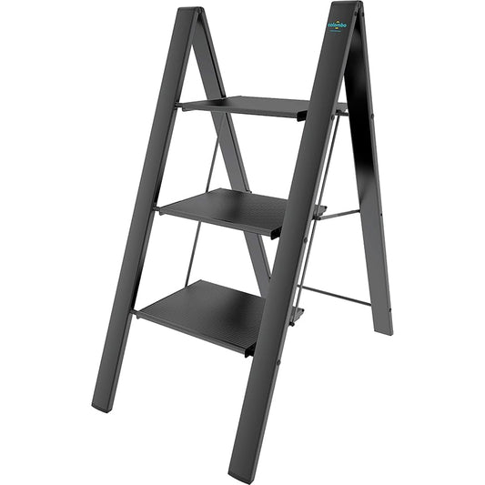 trittleiter, trittleter 3 stufen, trittleiter klappbar, Colombo Leonardo 3 Schwarz, 1