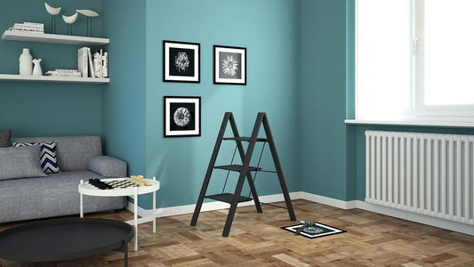 trittleiter, trittleter 3 stufen, trittleiter klappbar, Colombo Leonardo 3 Schwarz, 2
