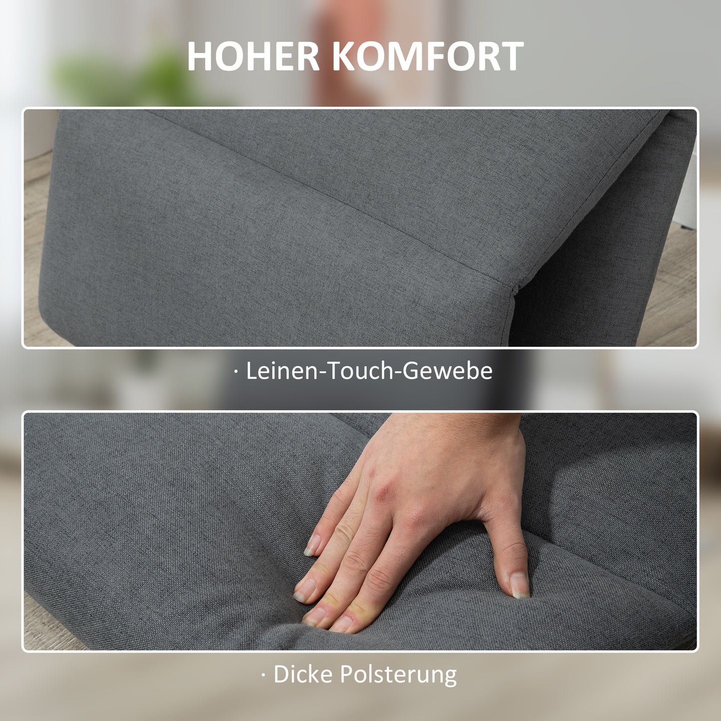 HOMCOM - Bodenstuhl Bodensofa Verstellbarer Relaxsessel Liegefunktion klappbar Dunkelgrau 72x71x60cm