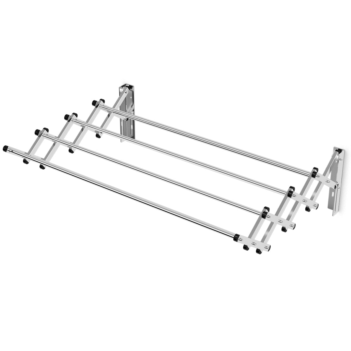 Wäscheständer, Wäscheständer ausziehbar, Wäscheständer Wand, Wäscheständer Wand Klappbar, aus Edelstahl, Costway, 4