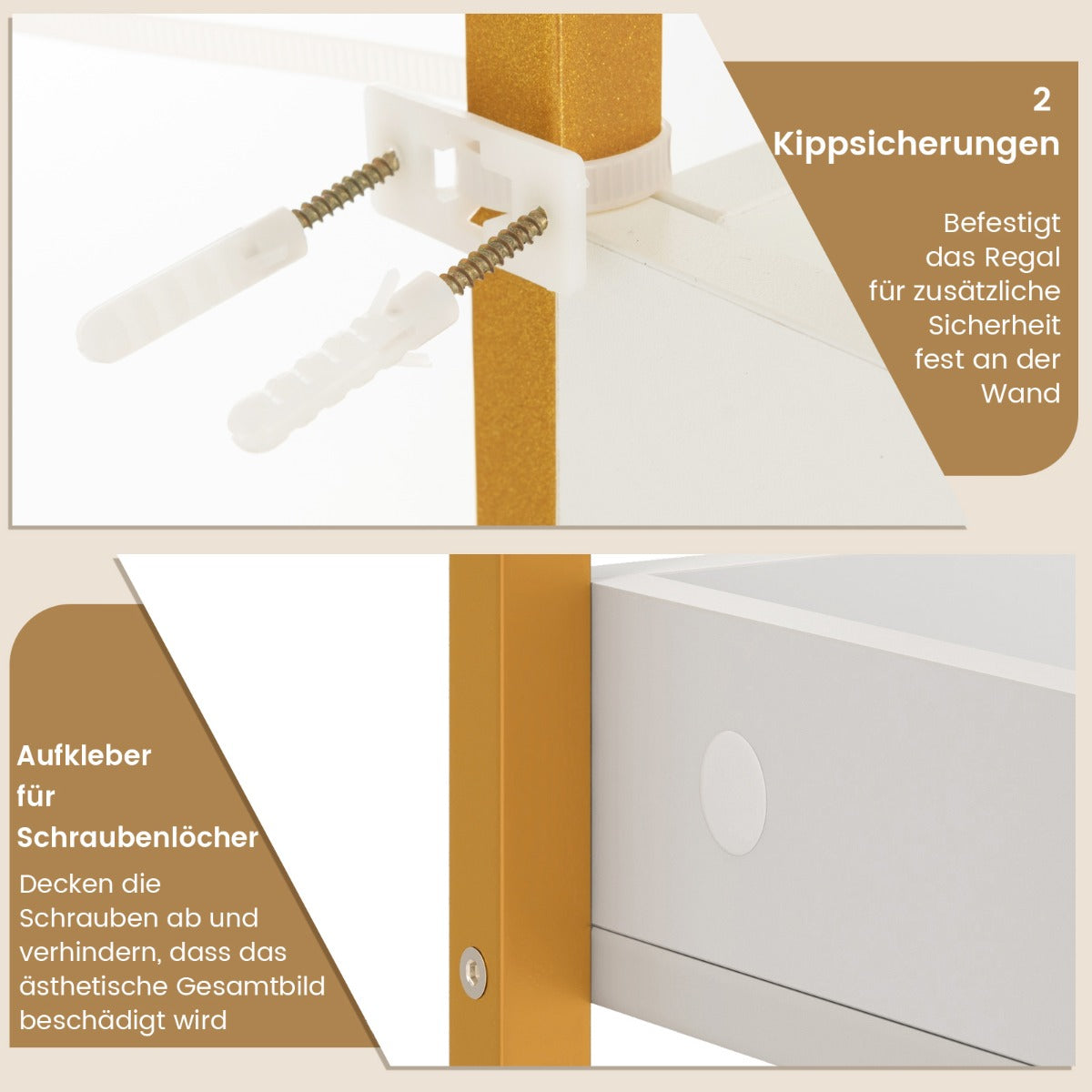 Costway - Toilettenregal, 3-stufiges Toilettenregal, mit 4 Haken & Verstellbaren Füßen Platzsparendes Badregal, Weiß