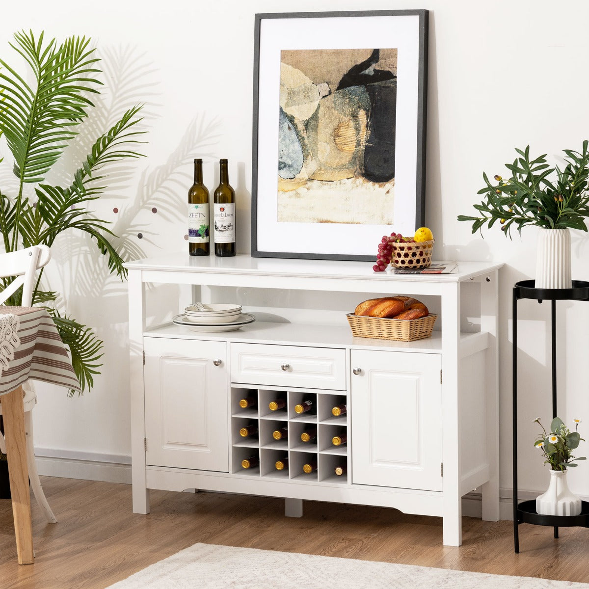 Sideboard, Weinregal, Flaschenregal, Weiß, Costway –