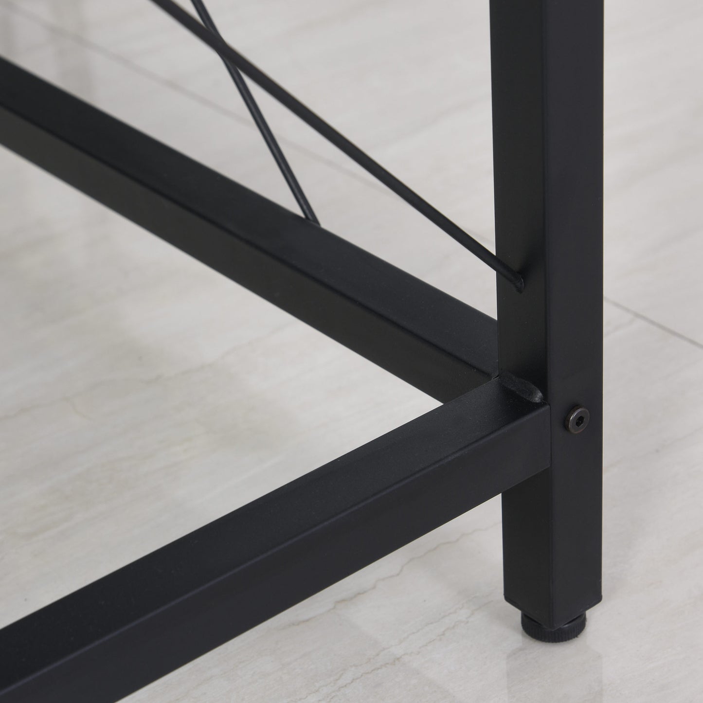 HOMCOM - Eckschreibtisch L-förmiger Computertisch, Schreibtisch mit Monitorständer, Industrie-Design, Stahl, Schwarz, 150x150x76cm