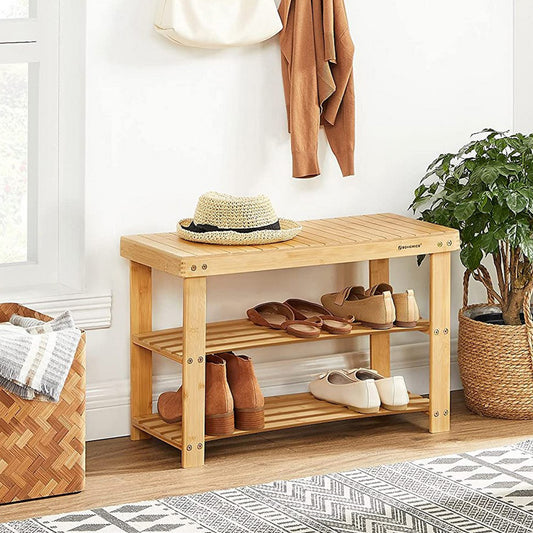 Sitzbank, Schuhbank, Bambus, Songmics