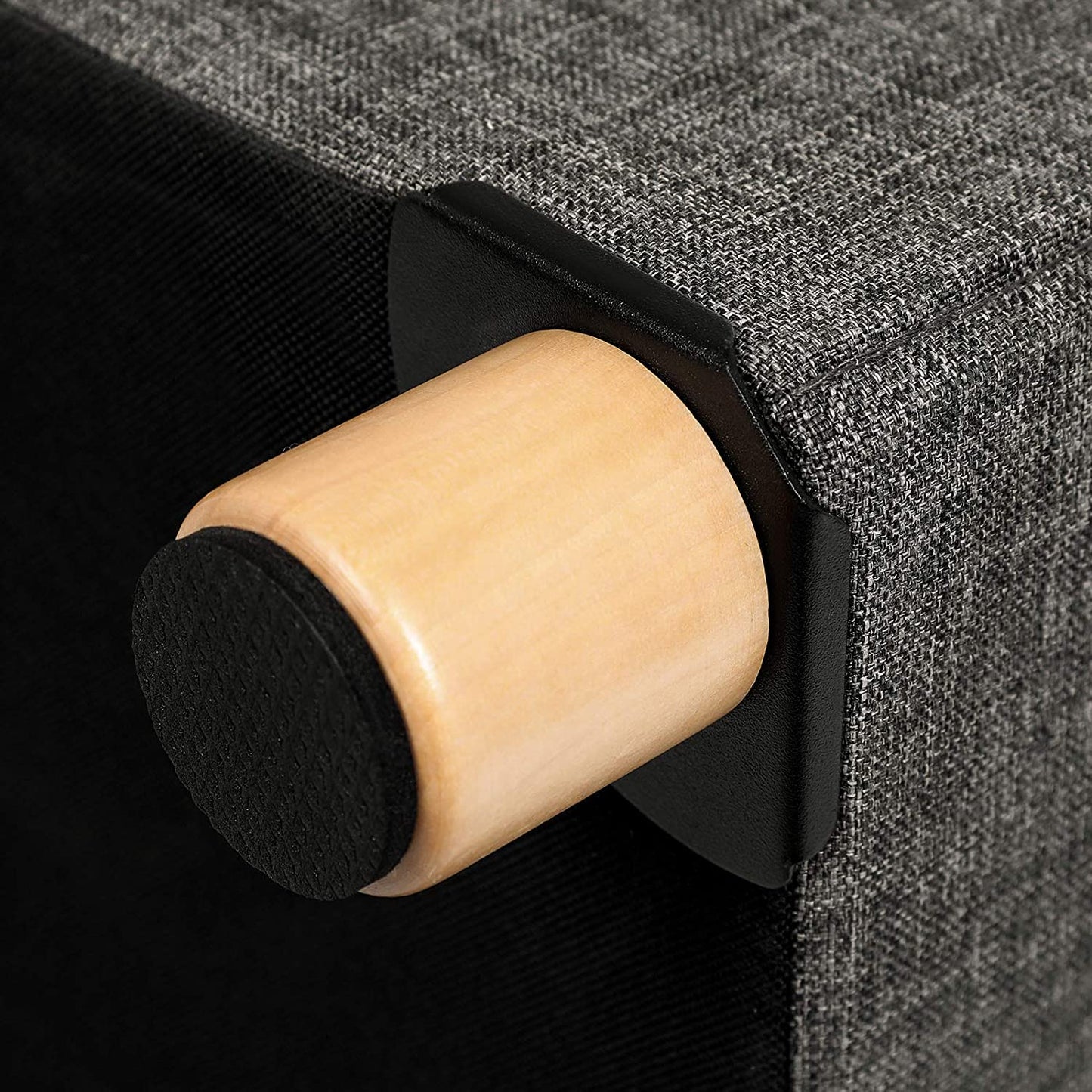 Songmics - Sitzhocker, Faltbare Sitztruhe mit Deckel, Füße aus Massivholz, bis 300 kg belastbar, für Wohnzimmer, Flur, Kinderzimmer, Dunkelgrau