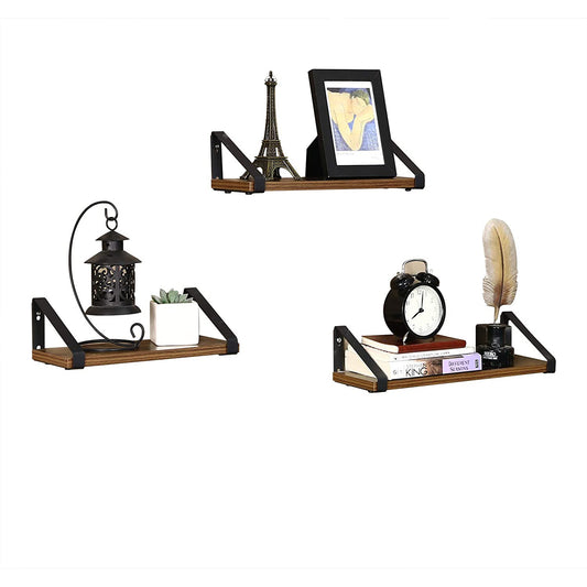 Wandregal, Wandregal im Industrie-Design, Schweberegal, 3er Set, Wandmontage, stabiles Regal zur Präsentation, Vasagle, 2