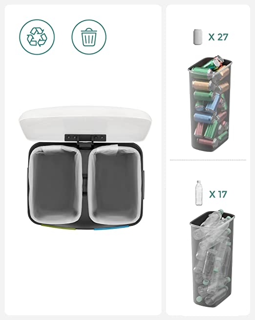 SONGMICS - 40 L Mülleimer mit 2 Fächern, 2 x 20 L