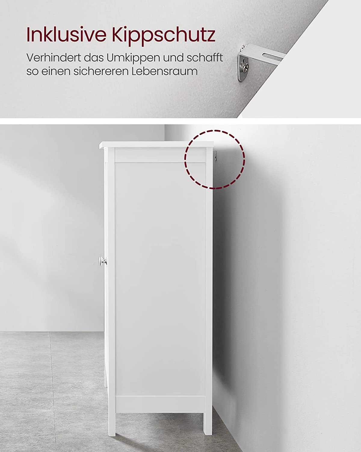 Badschrank aus Holz mit Doppeltür