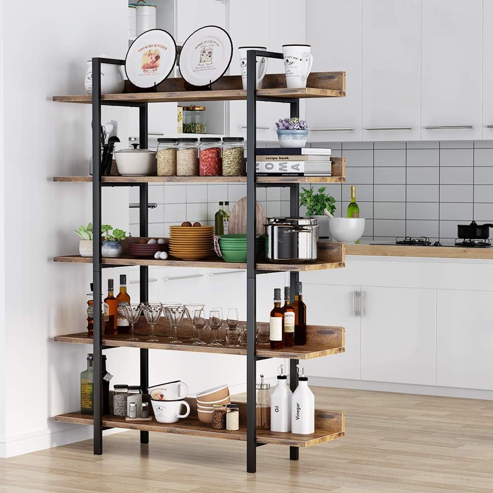 Bücherregal, Lagerregal, Stehendes Regal, 5-stufiges industrielles stabiles Bücherregal, Büro, Tribesigns, 5