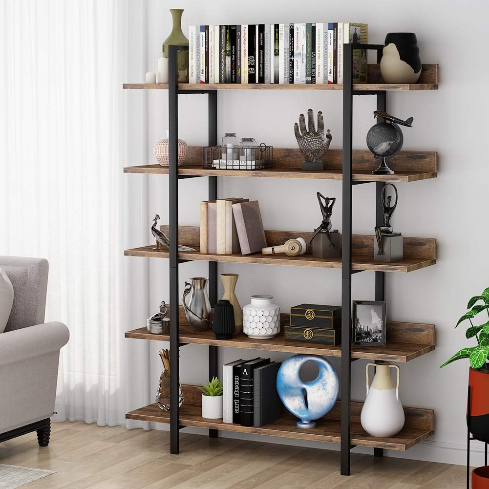 Bücherregal, Lagerregal, Stehendes Regal, 5-stufiges industrielles stabiles Bücherregal, Büro, Tribesigns, 4