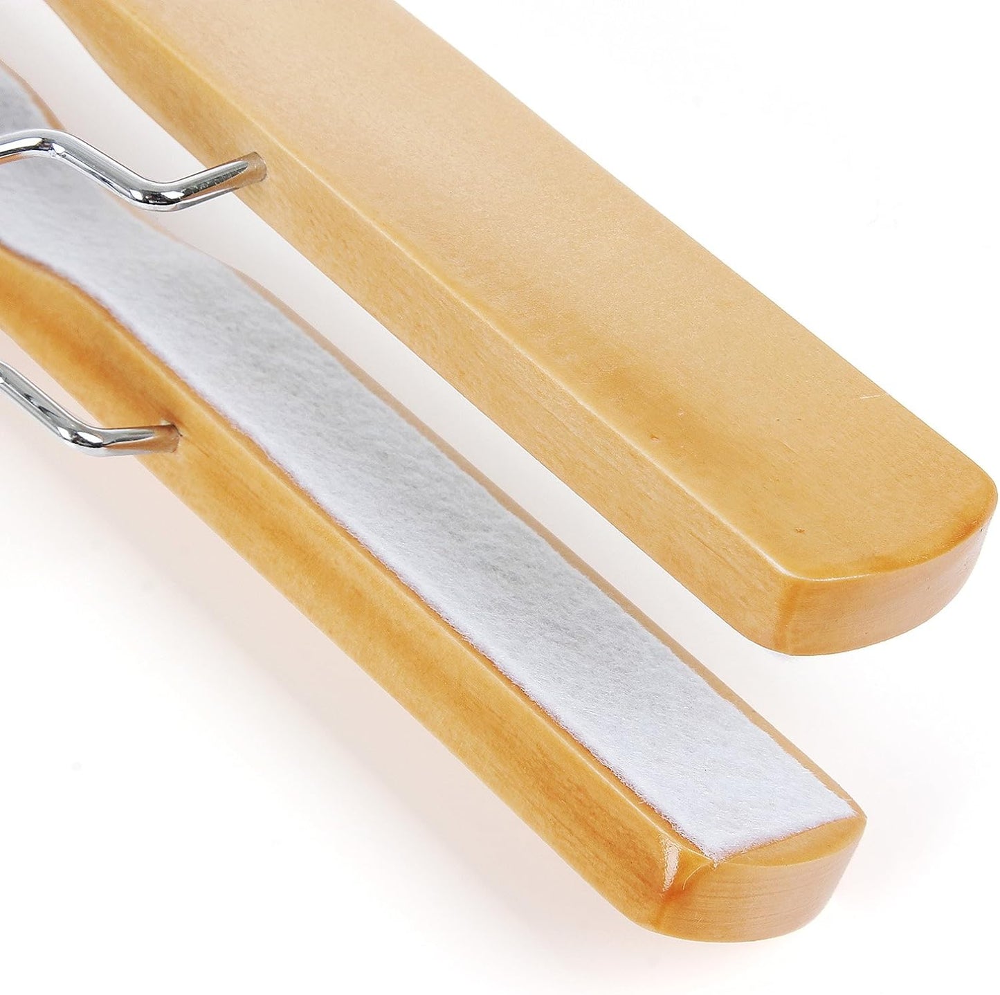 Kleiderbügel Holz, Hosenspanner, 12 Stück, Hosenbügel, rutschfest, verchromter Haken, um 360 Grad drehbar, Natur, SONGMICS, 4