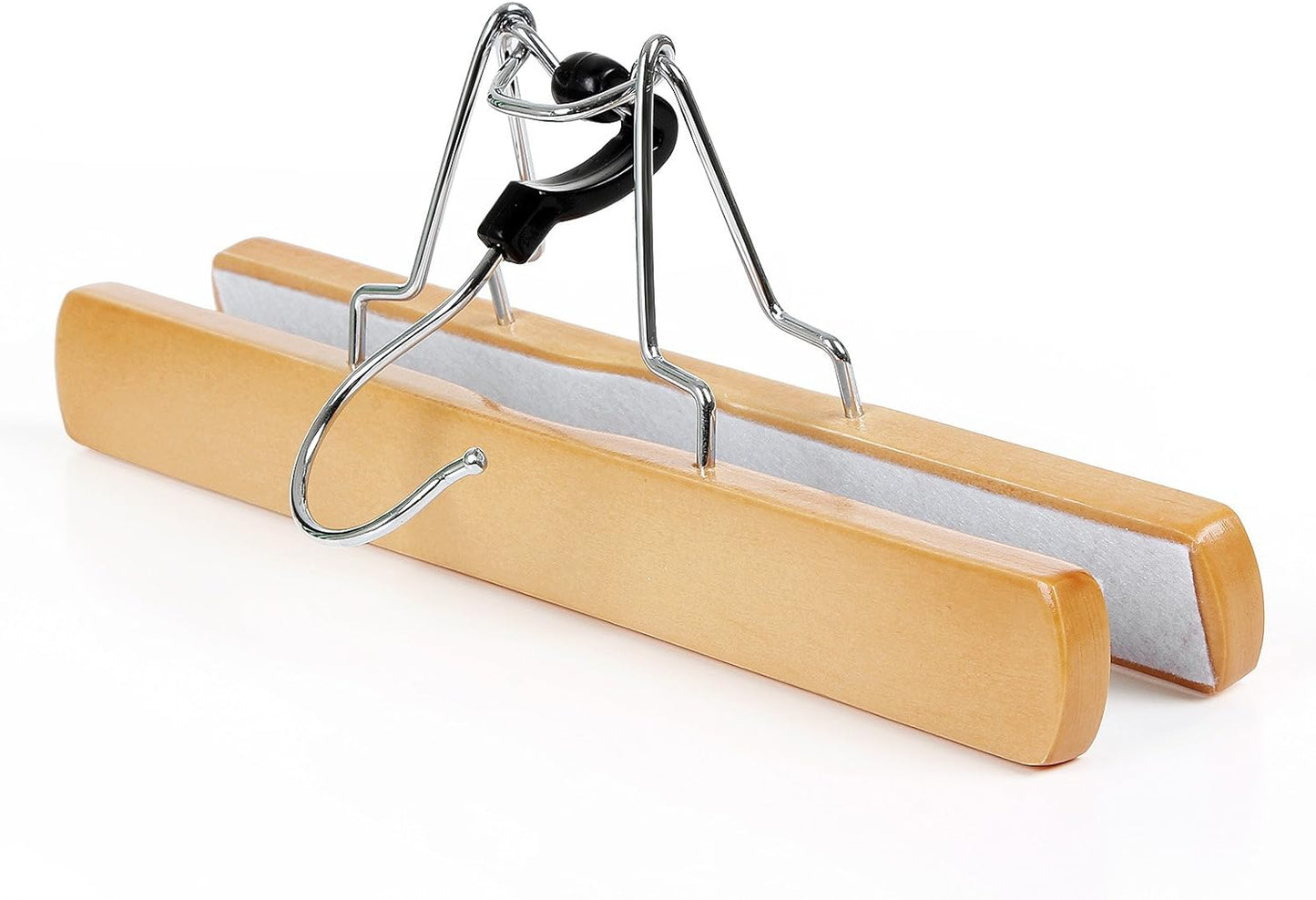 Kleiderbügel Holz, Hosenspanner, 12 Stück, Hosenbügel, rutschfest, verchromter Haken, um 360 Grad drehbar, Natur, SONGMICS, 3