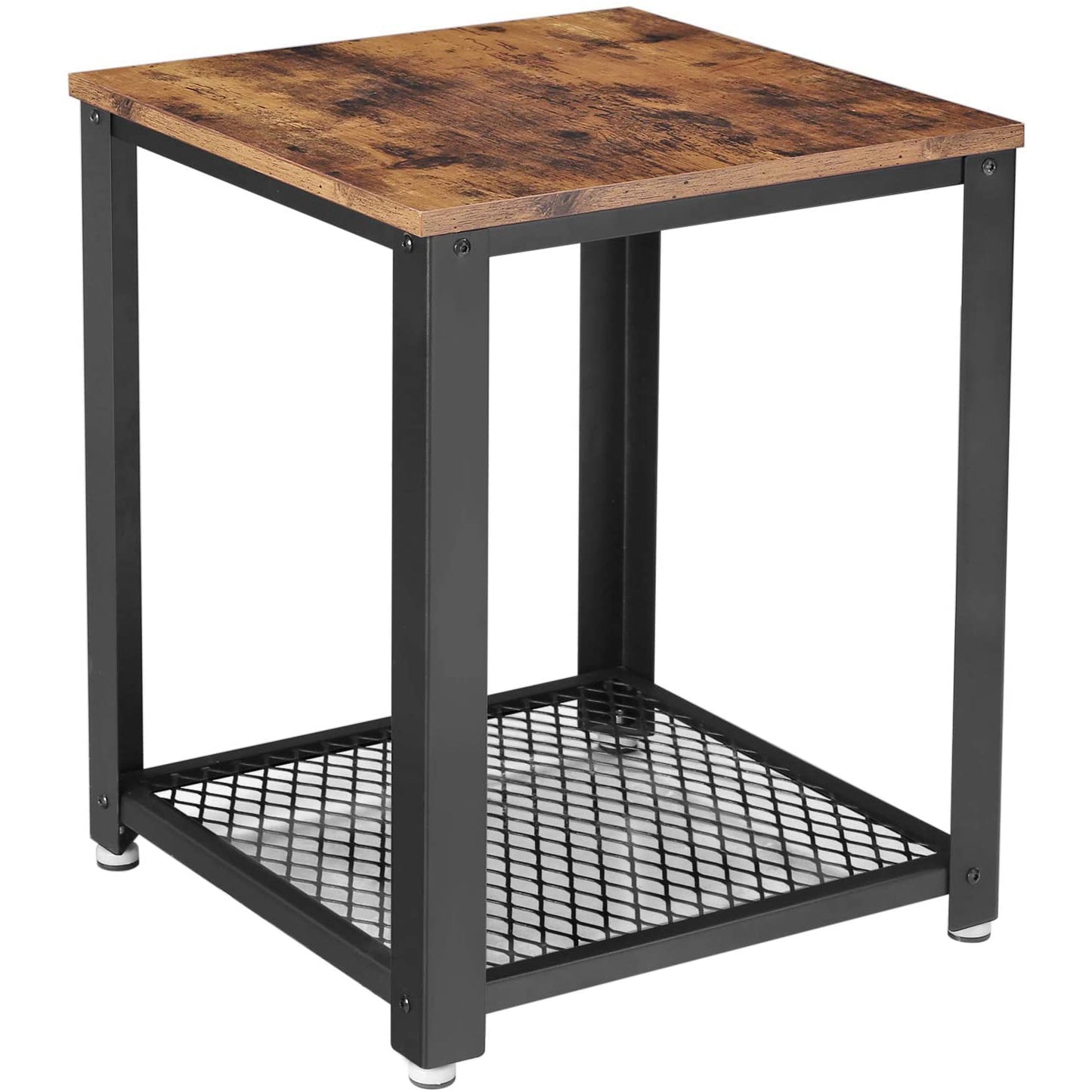 Vasagle - Beistelltisch, Nachttisch im Industrie-Design, Sofatisch mit Gitterablage, Stabil, mit Metallgestell, Einfach zu Montieren