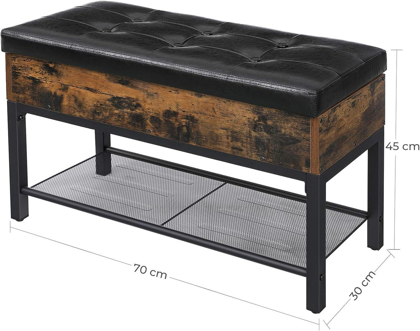 Sitzbank, Schuhbank, Betttruhe, Schuhschrank, Betttruhe mit Stauraum, gepolsterte Truhe, Metall, Kunstleder, VASAGLE, 8