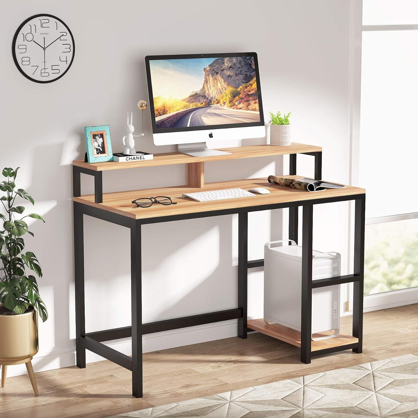 Computertisch, schreibtisch mit stauraum, Schreibtisch für PC, Schreibtisch, schreibtisch holz, gaming - Tribsings 2