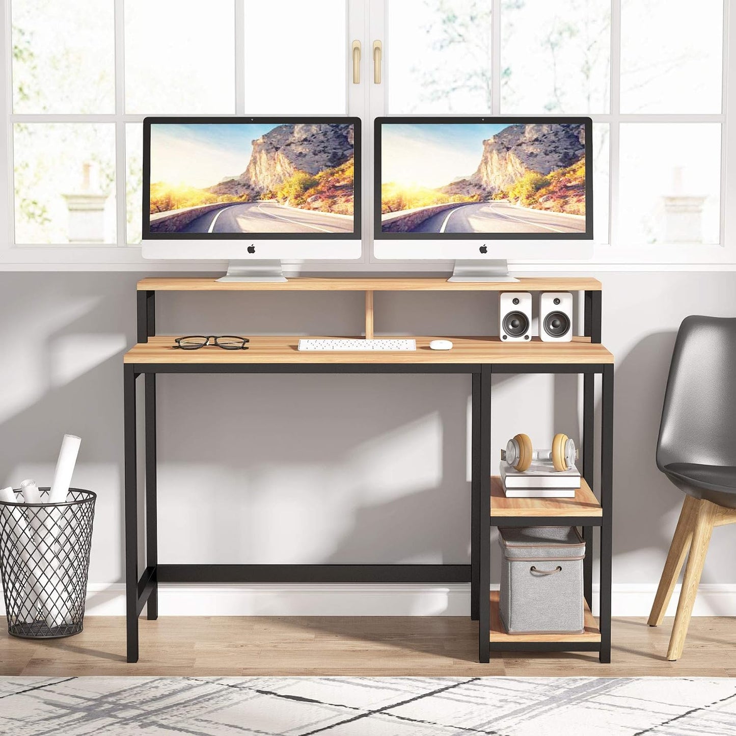 Computertisch, schreibtisch mit stauraum, Schreibtisch für PC, Schreibtisch, schreibtisch holz, gaming - Tribsings 1
