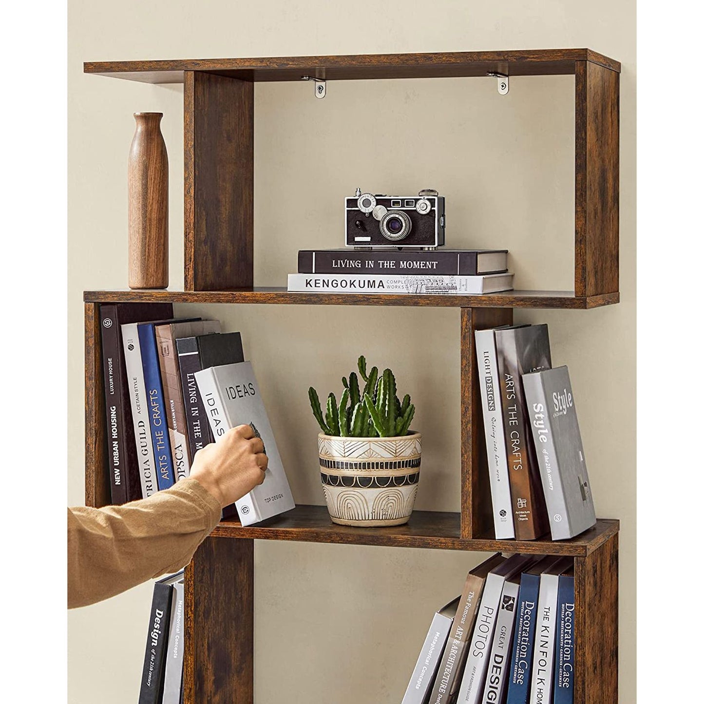 Bücherregal, Standregal, Standregal zur Präsentation, freistehender Schrank, Dekoregal mit 6 Ebenen, Vasagle, 4