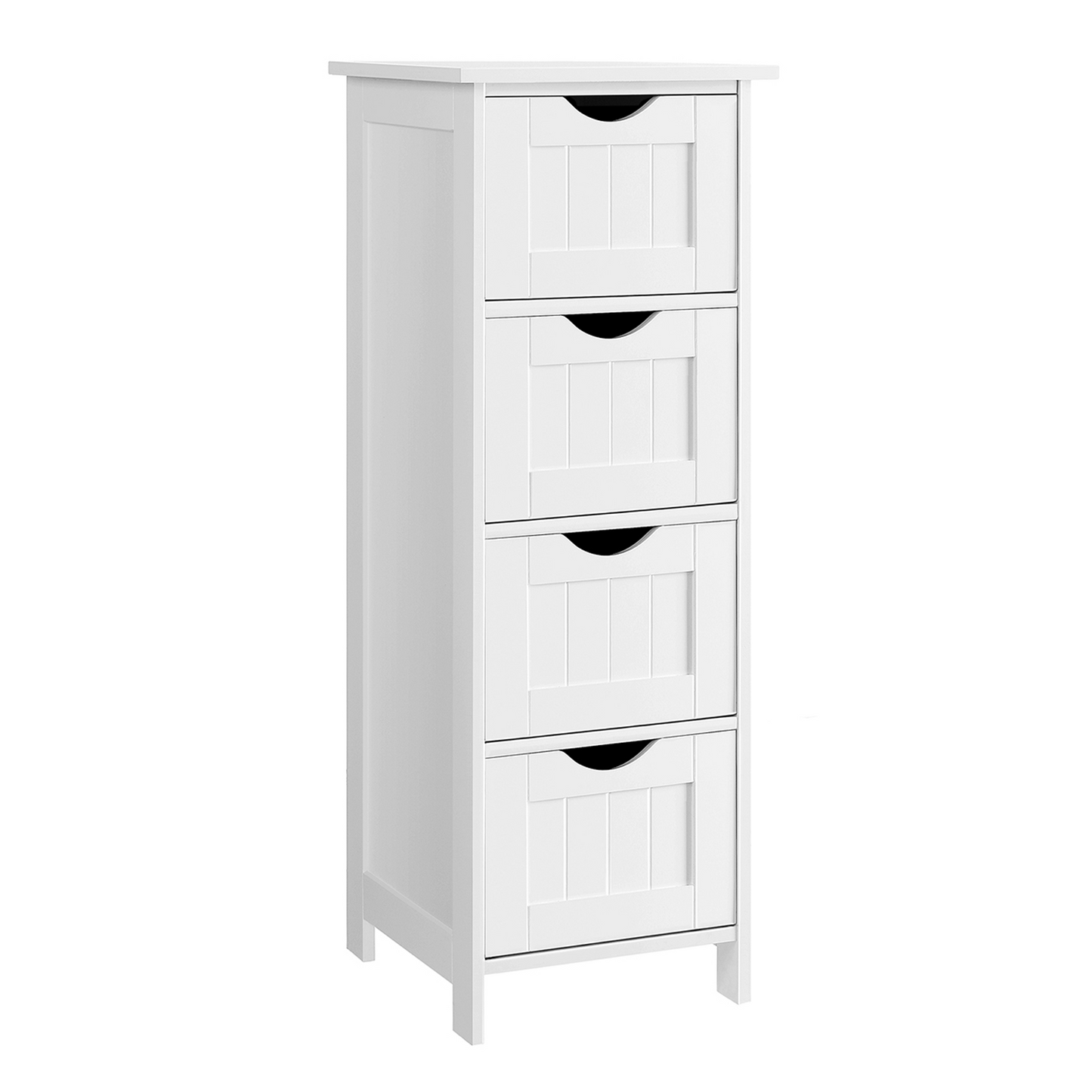 Badschrank, Badschrank aus Holz, Badezimmerschrank, mit 4 Schubladen, Weiß, Vasagle, 2