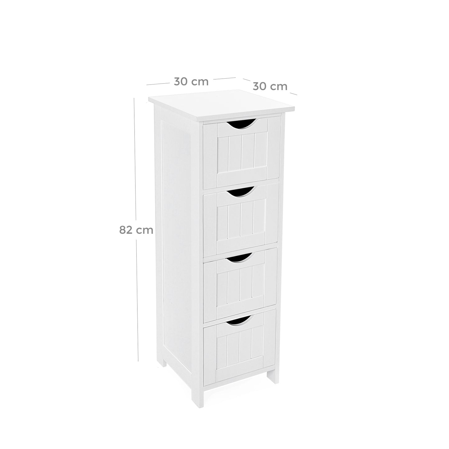 Badschrank, Badschrank aus Holz, Badezimmerschrank, mit 4 Schubladen, Weiß, Vasagle, 5