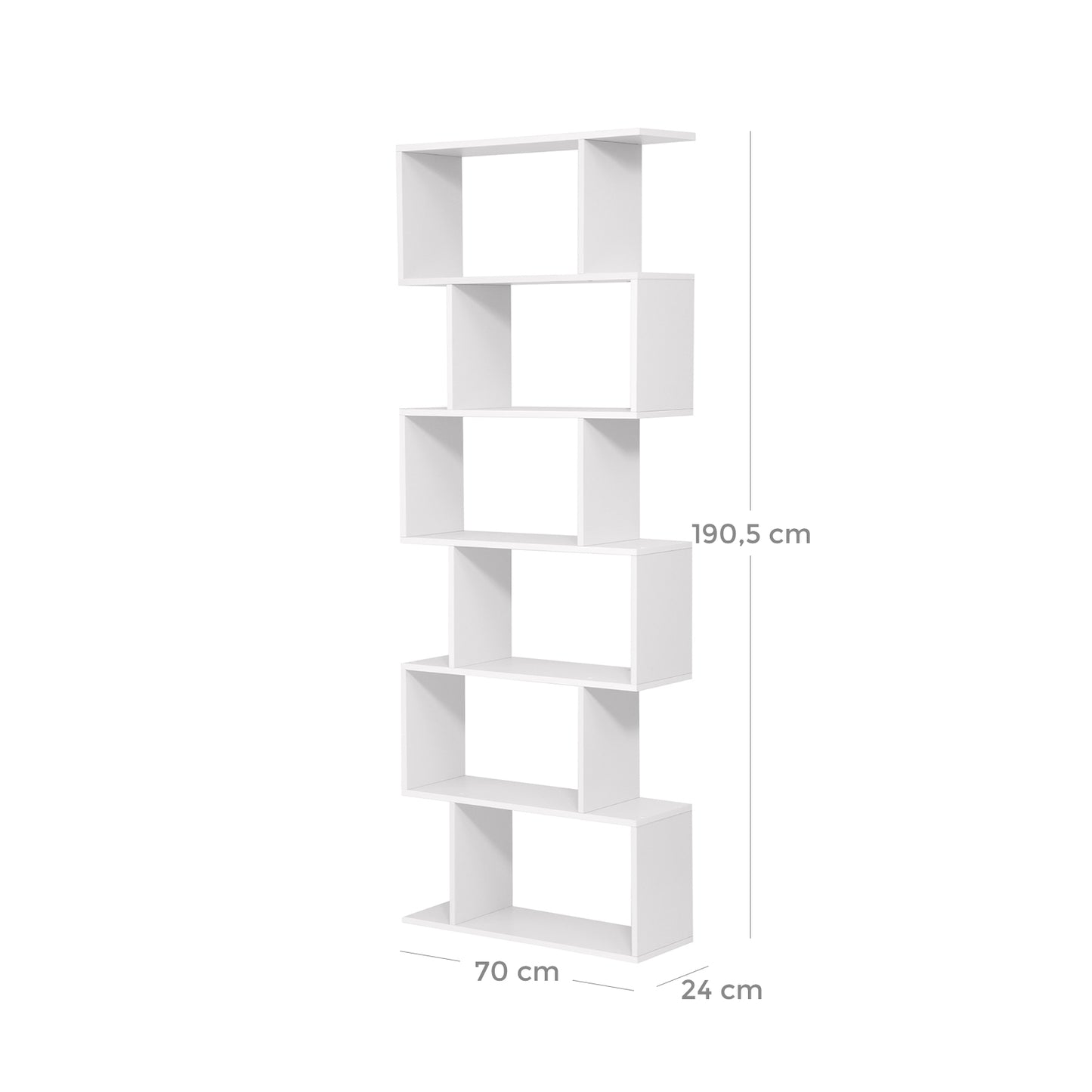 Vasagle - Bücherregal, Regal, Standregal zur Präsentation, freistehender Schrank, Dekoregal mit 6 Ebenen, weiß