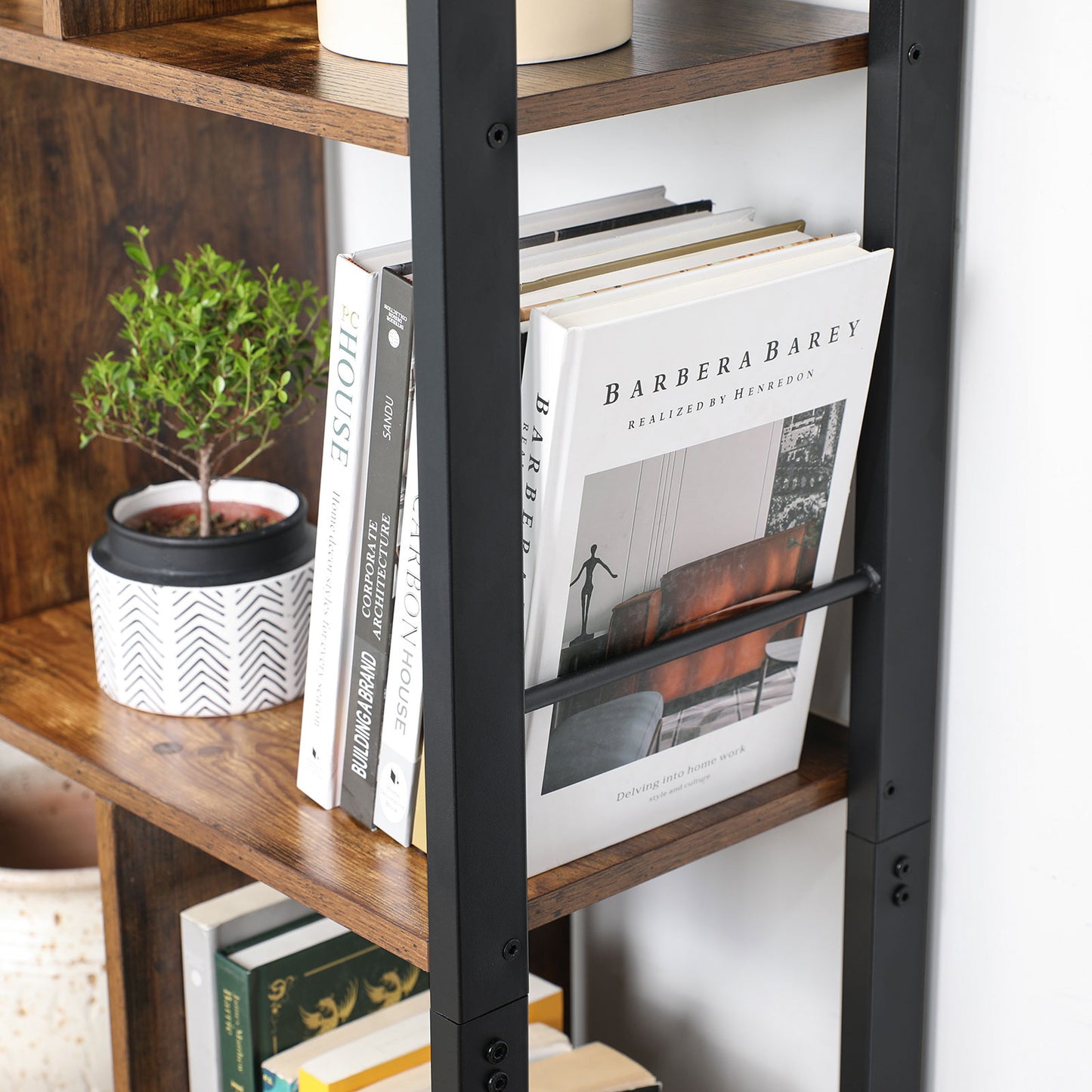 Vasagle - Bücherregal, Bücherschrank mit 4 offenen Regalebenen, geräumiger Wohnzimmerschrank, Küche, Büro, stabiles Stahlgestell