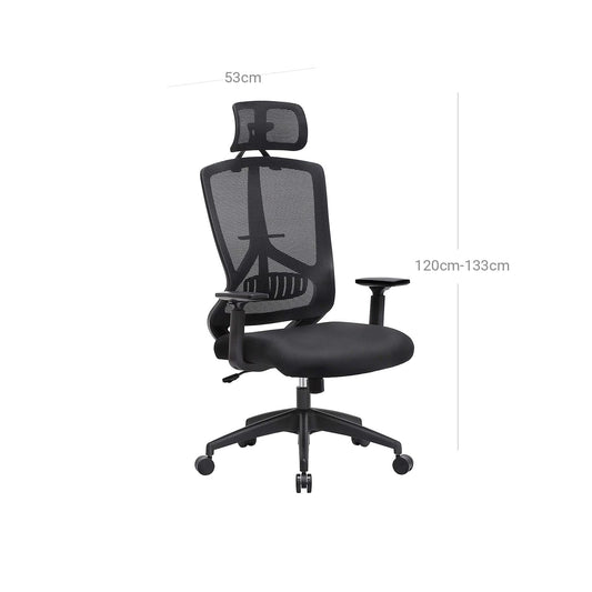 Bürostuhl, Bürostuhl Rollen, Bürostuhl Ergonomisch, Gaming Bürostuhl, Bis 120Kg belastbar, Songmics, 5
