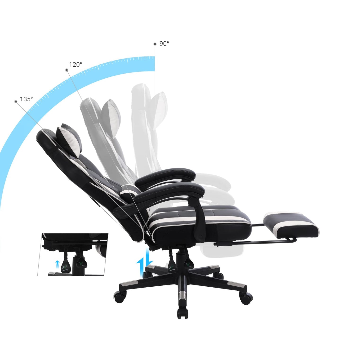 Gaming stuhl, home office stuhl, gaming stühle, schwarz-grau, bürostuhl - SONGMICS 1