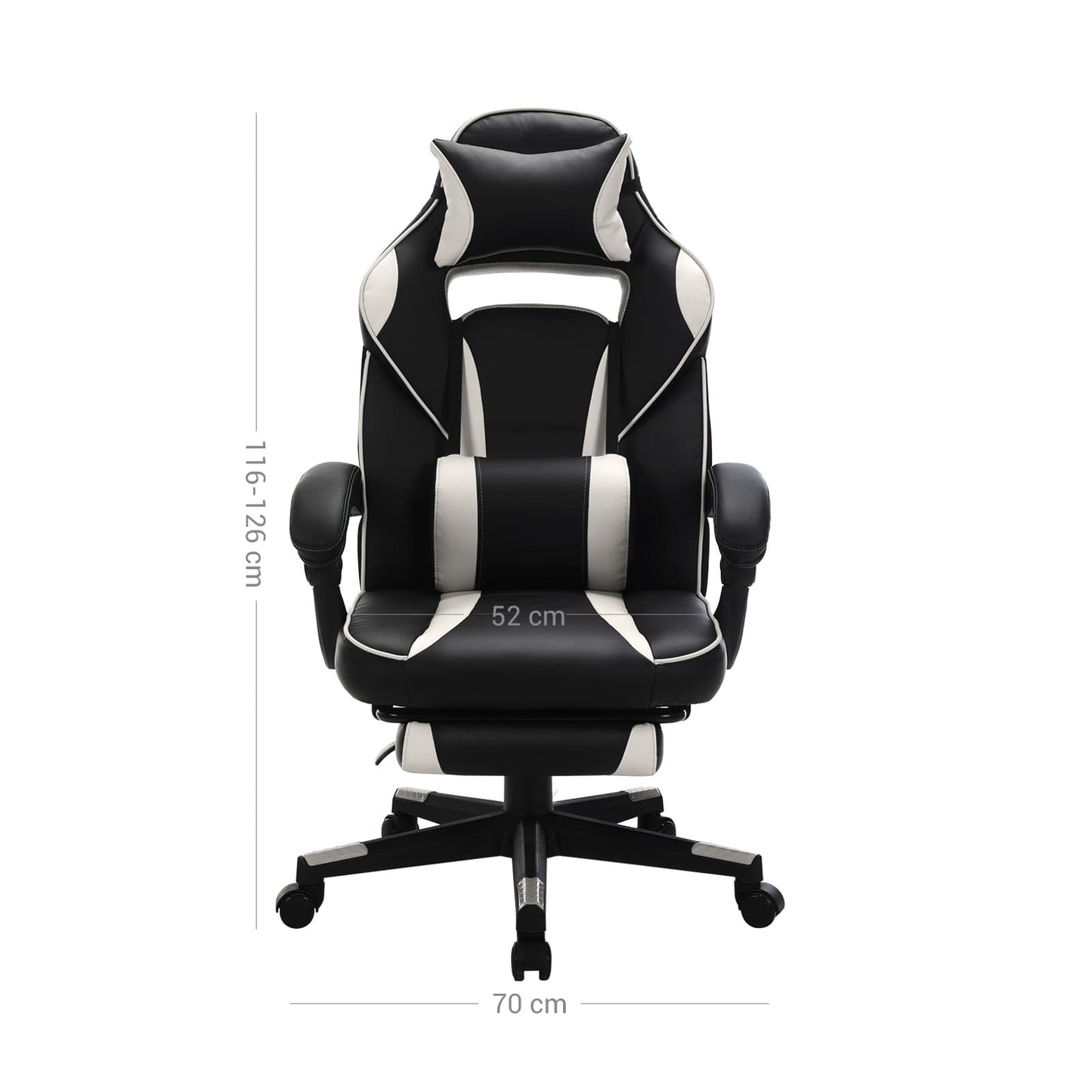 Gaming stuhl, home office stuhl, gaming stühle, schwarz-grau, bürostuhl - SONGMICS, H116-126 X B70cm
