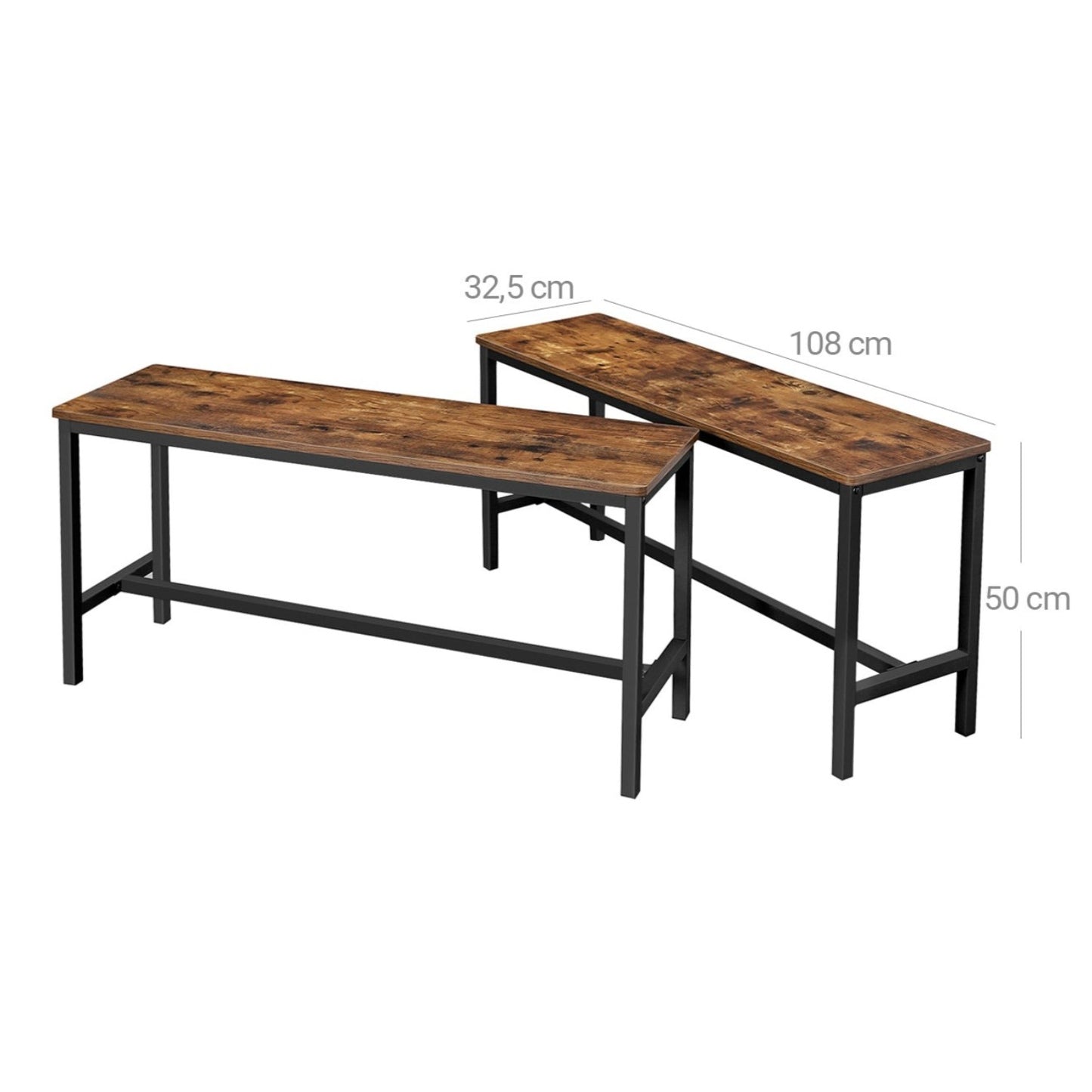 Sitzbänke 2er Set Industrielook KTB33X