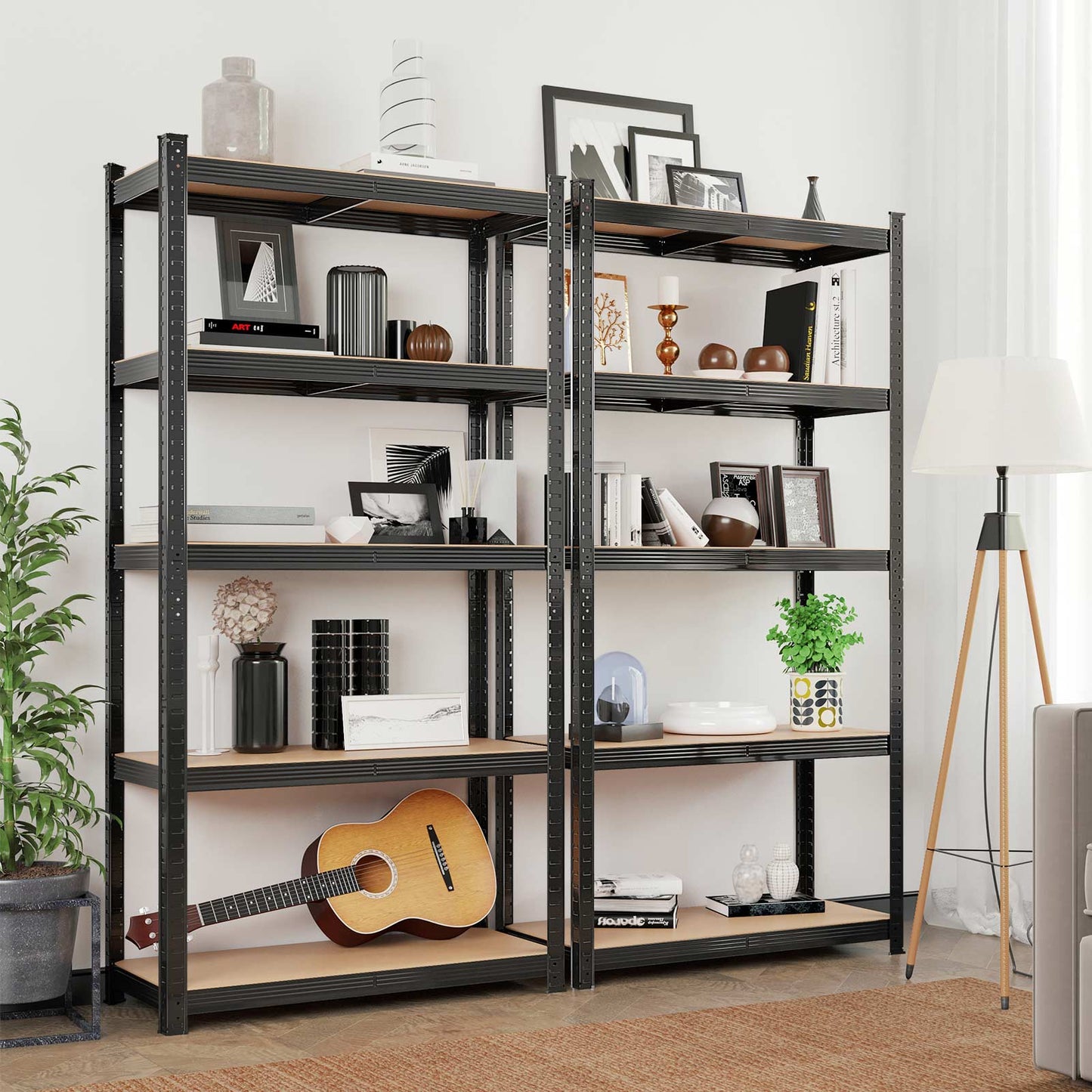 Songmics - Lagerregal, Schwerlastregal, Kellerregal, 200 x 100 x 50 cm, bis 875 kg belastbar, 5 verstellbare Ablagen, Regal aus Metall, Steckregal