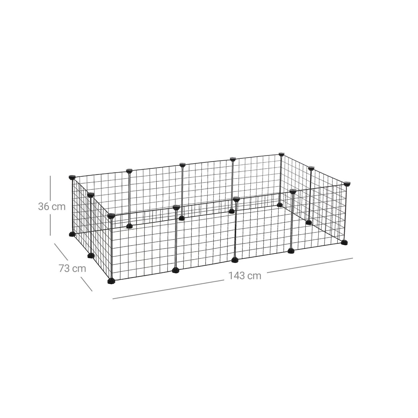 Songmics - Laufgitter für Kleintiere, Käfig für Meerschweinchen, Gittergehege für den Innenbereich, DIY, inkl. Gummihamme