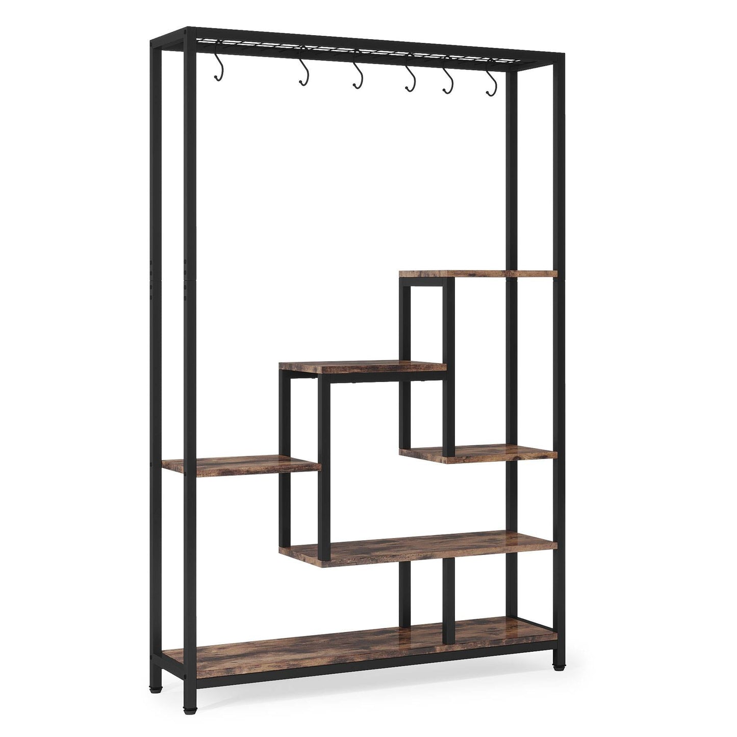 Pflanzenregal, Blumenständer, Pflanzenregal Hoch, 180cm, 5 Ebenen Pflanzenregal mit 10 S-Haken, Metall, Tribesigns, 3