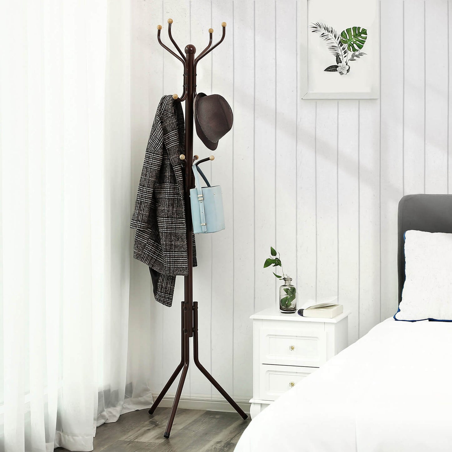 Garderobenständer, Garderobenständer Stabil, Höhe 182 cm, Garderobenständer Baum, Garderobe, Schwarz, Songmics, 8