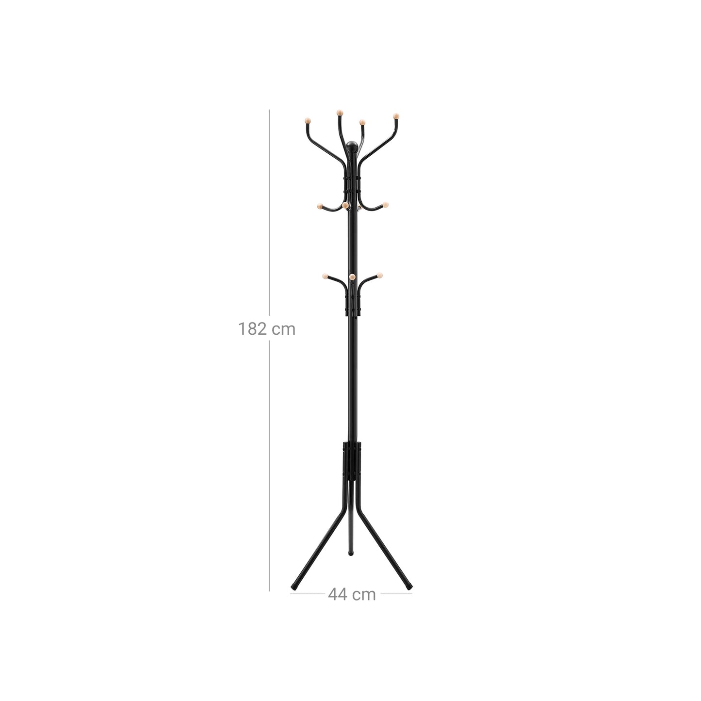 Garderobenständer, Garderobenständer Stabil, Höhe 182 cm, Garderobenständer Baum, Garderobe, Schwarz, Songmics, 6