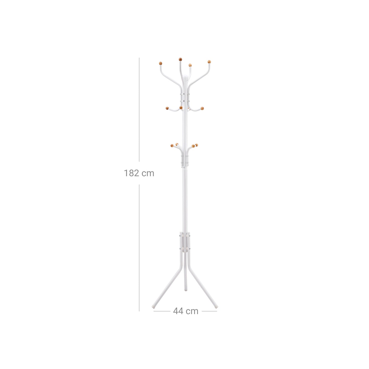Garderobenständer, Höhe 182 cm, Garderobenständer stabil, Kleiderständer Metall, Garderobenständer Baum, weiß, Songmics, 6