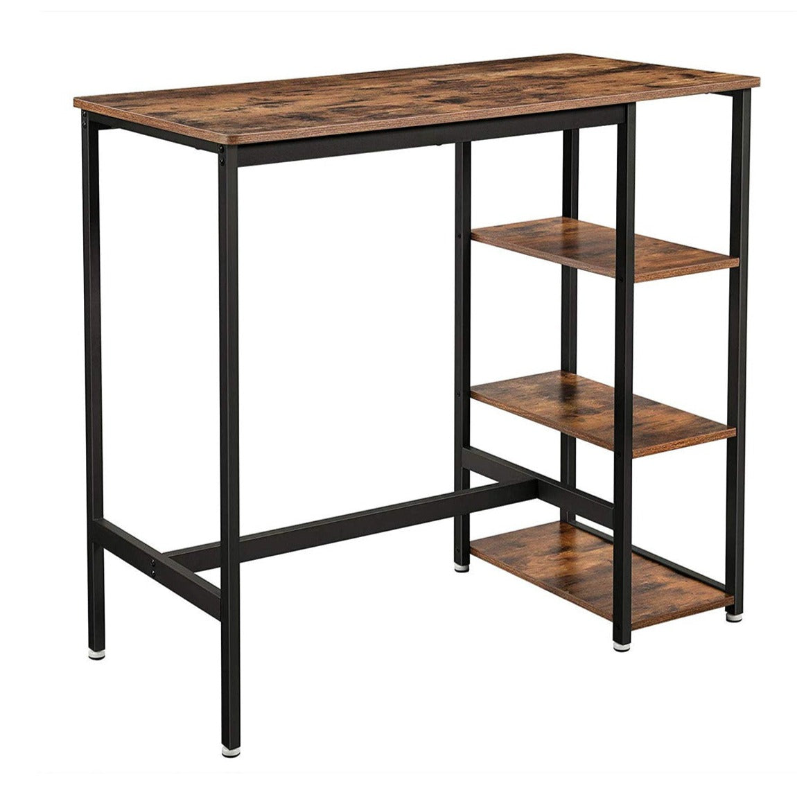 Küchentisch, Bartisch rechteckig, Stehtisch mit 3 Regalablagen, Küchentresen, 109 x 60 x 100 cm, einfacher Aufbau, VASAGLE, 6