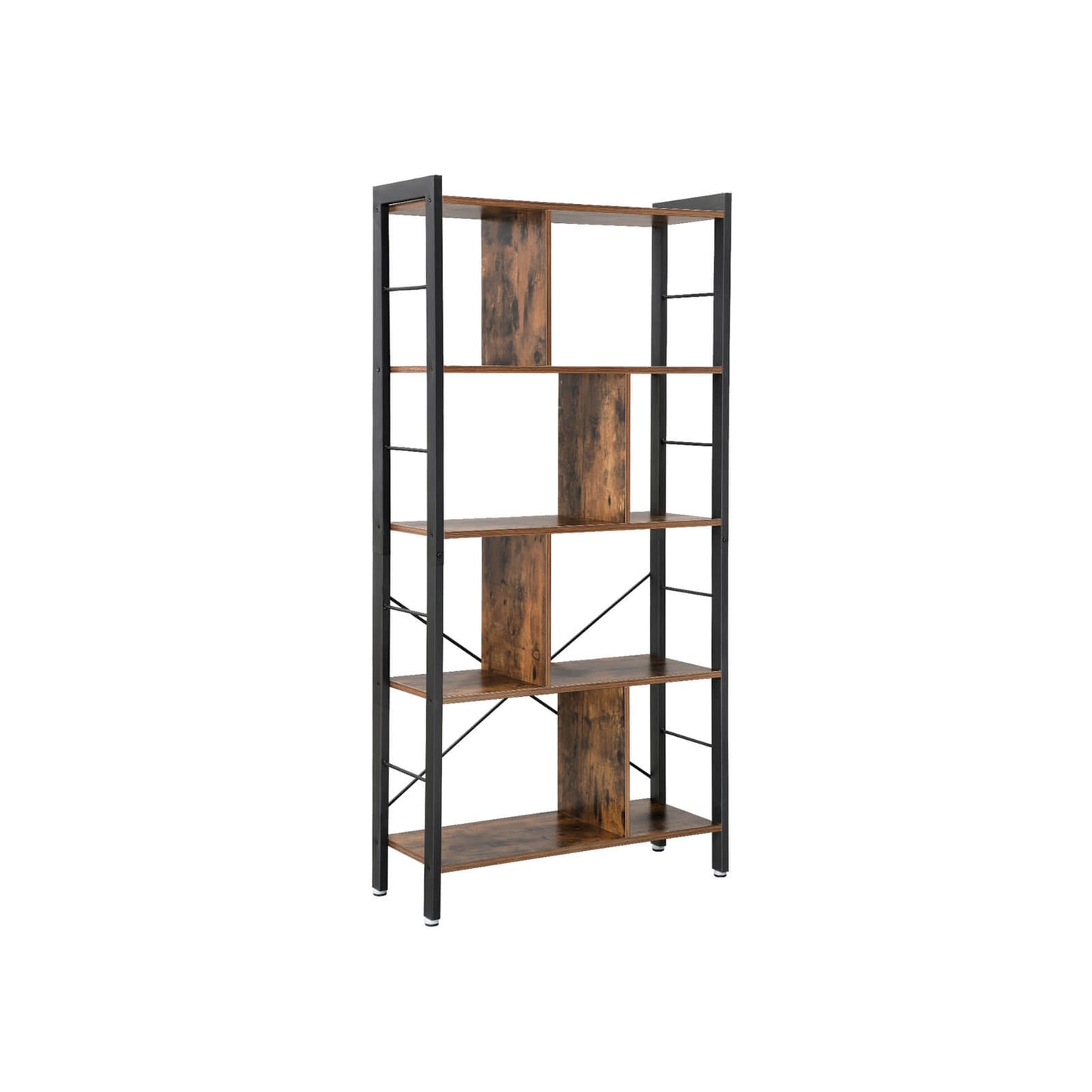 Vasagle - Bücherregal, Büroregal, Raumteiler mit 4 Ebenen, Standregal im Industrie-Design, Wohnzimmer, Büro, Arbeitszimmer, viel Stauplatz, groß