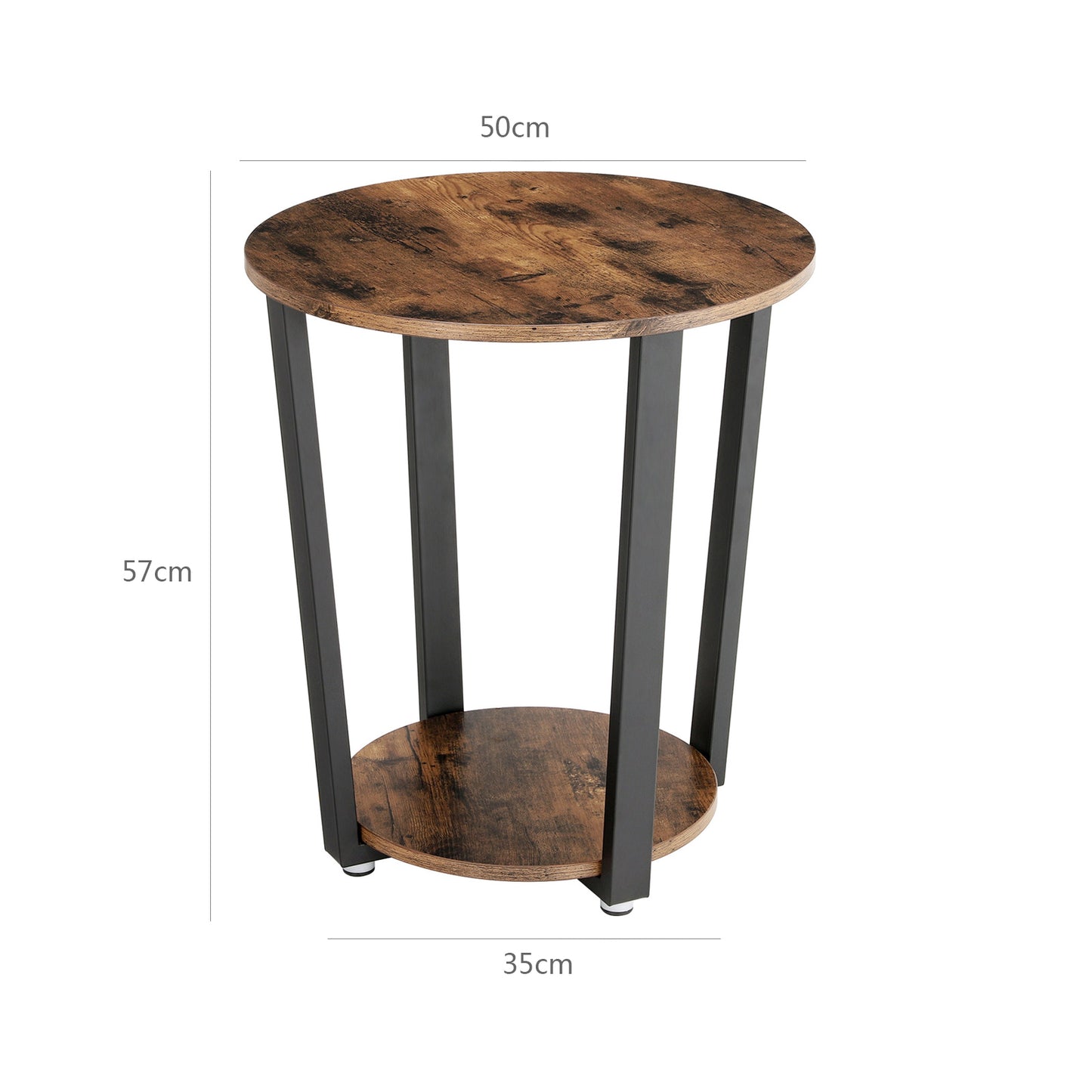 Couchtisch Round, Couchtisch Holz, Runder Beistelltisch, Wohnzimmertisch, Kaffeetisch, Sofatisch mit Eisengestell, Vasagle, 6