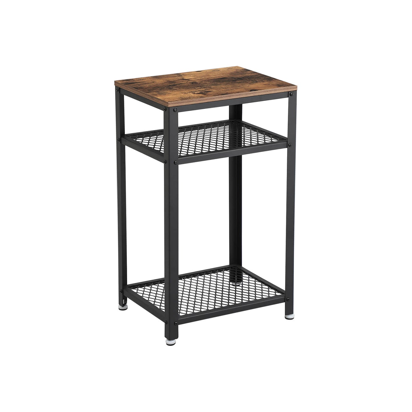 Nachttisch, Beistelltisch, Telefontisch mit 2 Gitterablagen, Büro, Flur, Wohnzimmer, stabil, Industrie-Design, Vasagle, 3