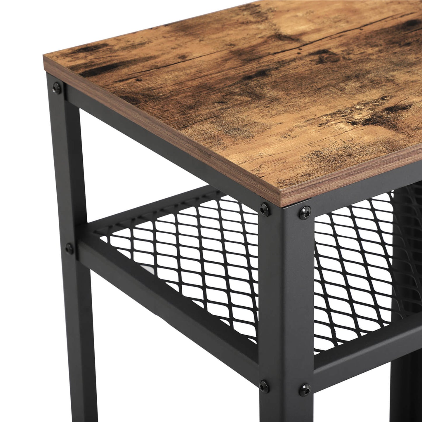 Nachttisch, Beistelltisch, Telefontisch mit 2 Gitterablagen, Büro, Flur, Wohnzimmer, stabil, Industrie-Design, Vasagle, 4