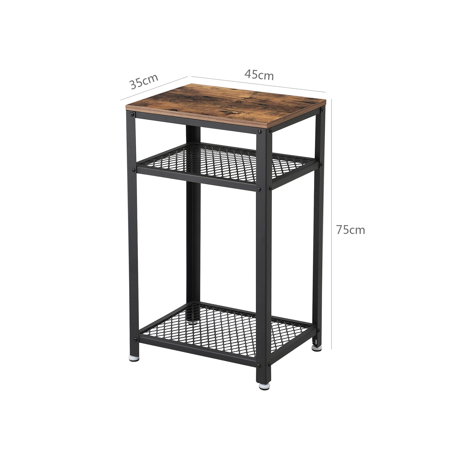 Nachttisch, Beistelltisch, Telefontisch mit 2 Gitterablagen, Büro, Flur, Wohnzimmer, stabil, Industrie-Design, Vasagle, 5