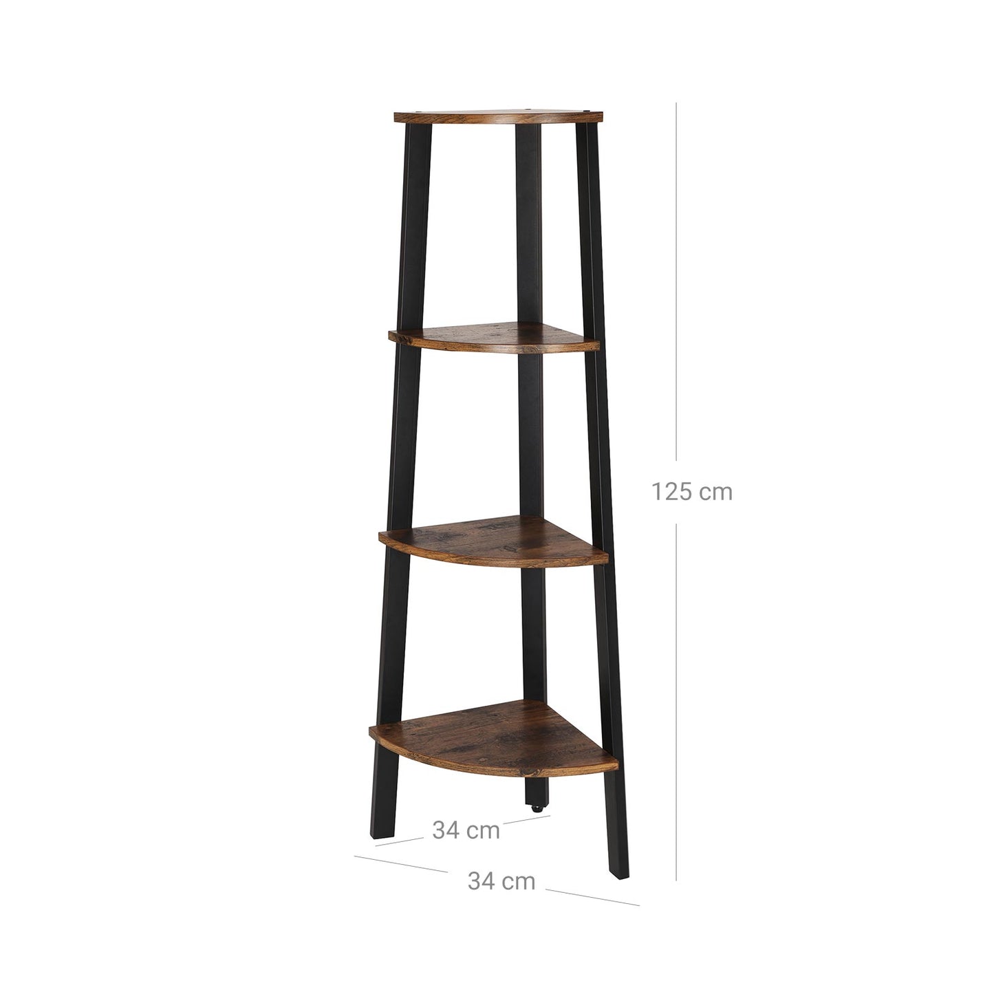 Vasagle - Eckregal, Standregal, Bücherregal, Leiterregal mit 4 Ablagen, einfache Montage, stabiles Stahlgestell, Wohnzimmer, Schlafzimmer, Balkon
