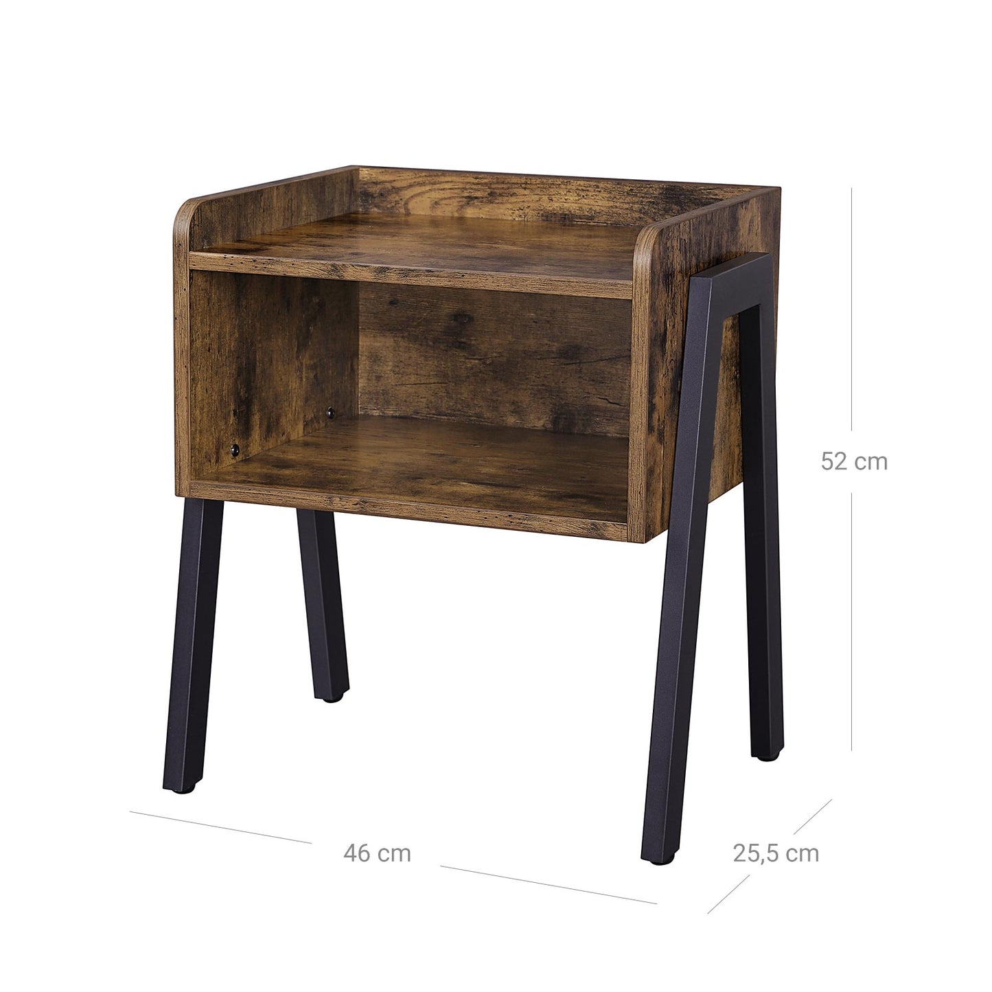 Nachttisch, Nachtkommode, Beistelltisch, Betttisch, stapelbarer Nachtschrank mit offenem Fach, Vasagle, 4