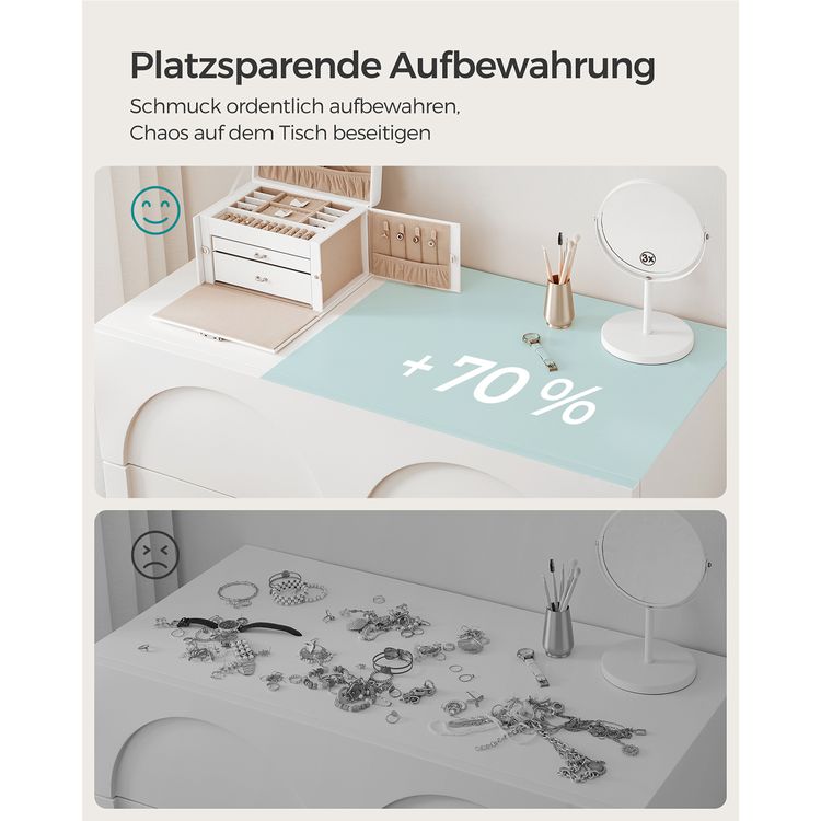 Songmics - Schmuckkasten, Schmuckschatulle mit 2 Schubladen, abschließbarer Schmuck-Organizer mit Spiegel, herausnehmbare Reise-Box, für Ringe